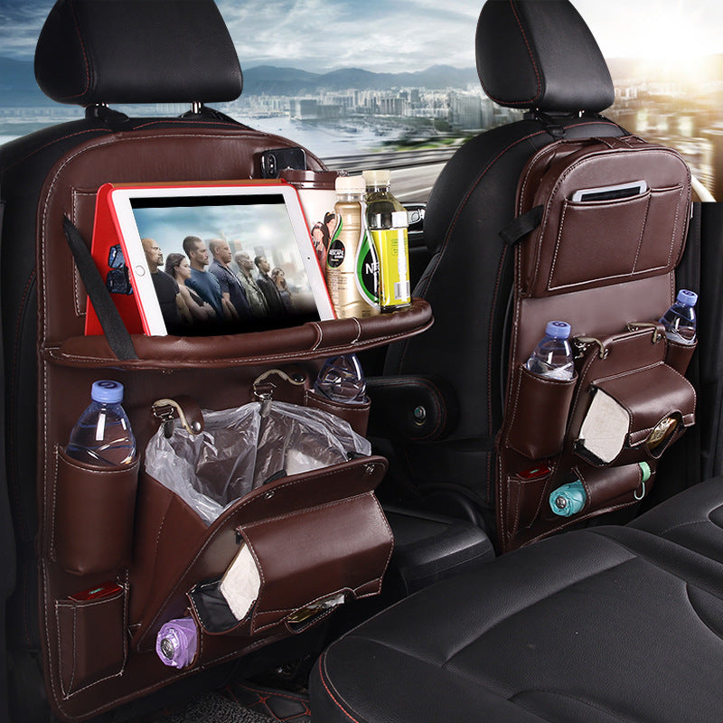 Premium backseat organizer with folding tray — product view 1