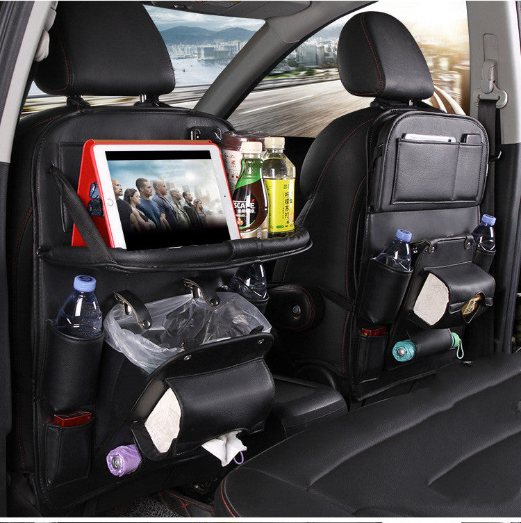 Premium backseat organizer with folding tray — product view 4