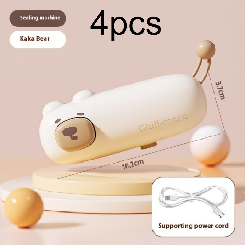 Coffee Bear rechargeable mini bag sealer 4-pack with charging cable